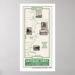 Poster 1914 carte, Carson City, bateau à vapeur,