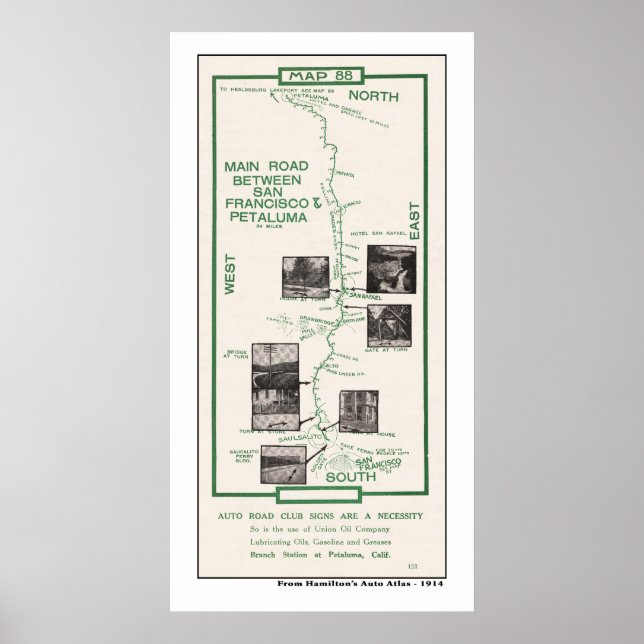 Poster 1914 Carte, SF à Petaluma (Devant)