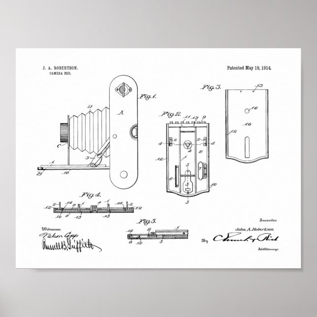 Poster 1914 Folding Camera Patent Art Drawing Print (Devant)