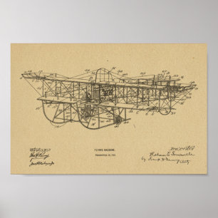 Poster 1915 Flying Machine Airplane Patent Drawing Print