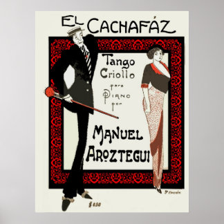 Poster 1920 Caricature Vintage Argentine Sheet Music