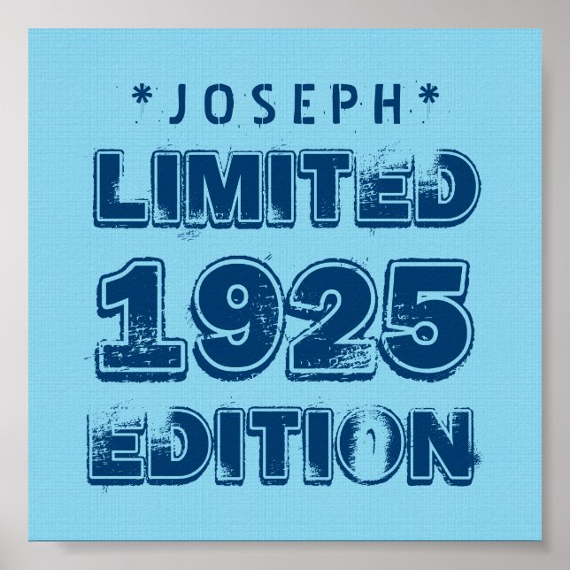 Poster 1925 ou toute année Anniversaire Edition Limitée V (Devant)