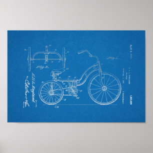 Poster 1925 Vintage Tricycle Brevet Plan directeur Imprim