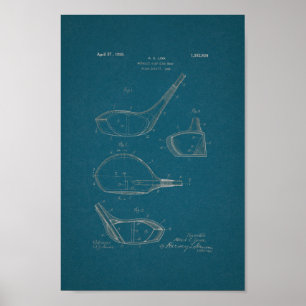 Poster 1926 Club de golf Vintage Brevet Plan directeur Ar