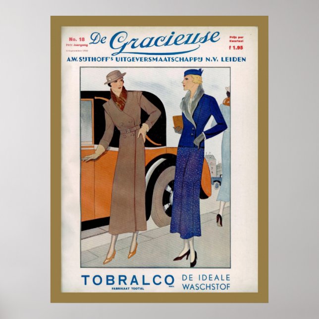 Poster 1930s Fashion Ad from a Dutch magazine 1933 (Devant)