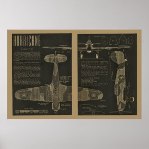 Poster 1938 Ouragan Avion Design Art