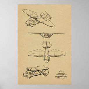 Poster 1949 Voiture Volante Avion Brevet d'Art Imprimer