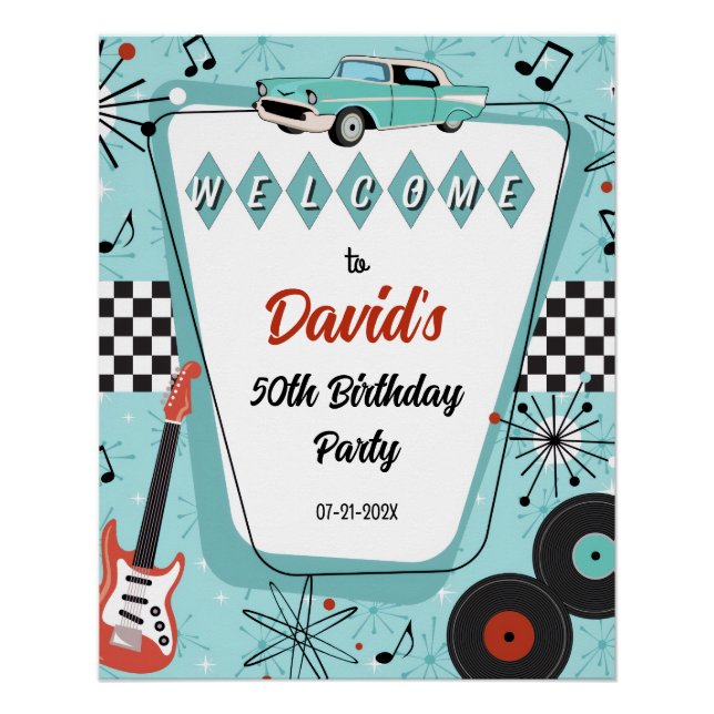 Poster 1950's Sock Hop Party Welcome Sign (Devant)