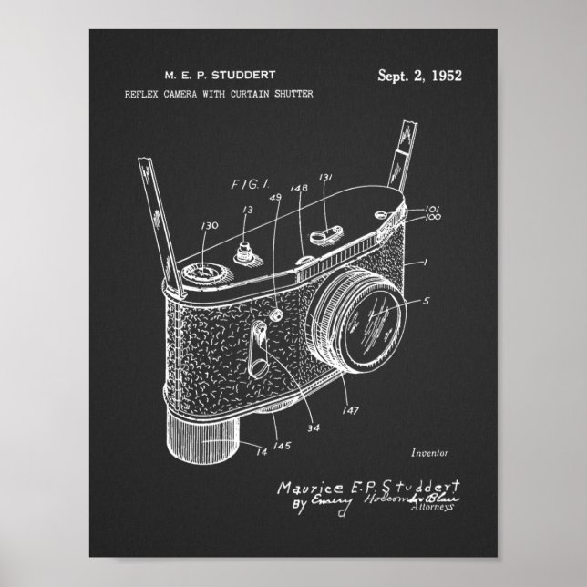 Poster 1952 Reflex Camera Patent Art Drawing Print (Devant)