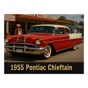 Poster 1955 Pontiac Chieftain Classique Américain Vintage