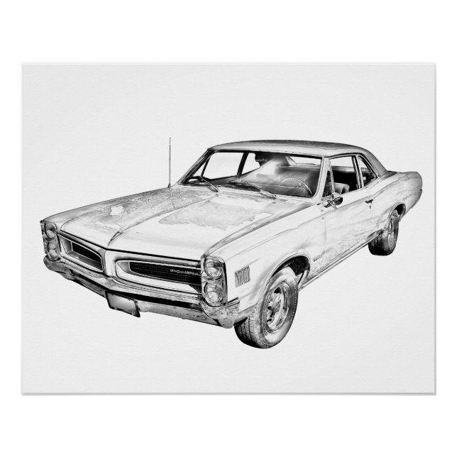 Poster 1966 Illustration d'une voiture musculaire Pontiac (Devant)