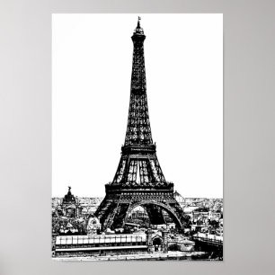 Poster 19ème siècle de dessin de Tour Eiffel