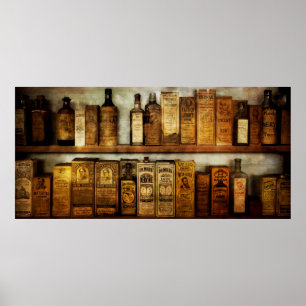 Poster 19th Century PHARMACIST's CABINET