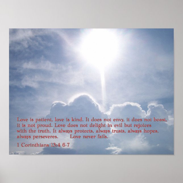Poster 1 Corinthiens 13:4 6-7 Nuages (Devant)