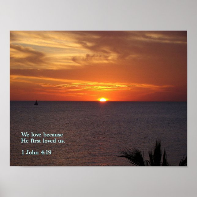 Poster 1 John 4:19 lever du soleil (Devant)