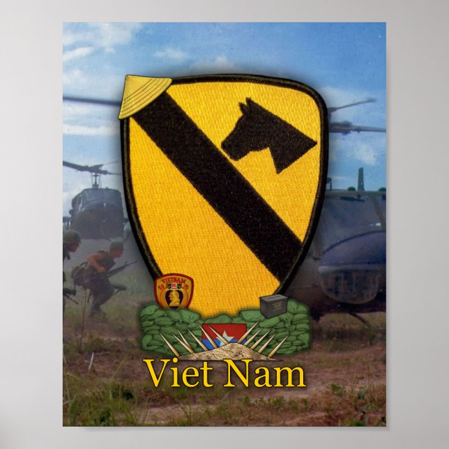 Poster 1er 7e Cavalry Air Cav Vietnam Nam War Patch (Devant)