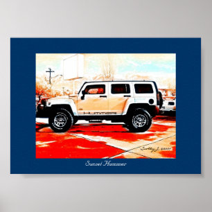 Poster © 2010 S.J. "de Hummer de coucher du soleil"