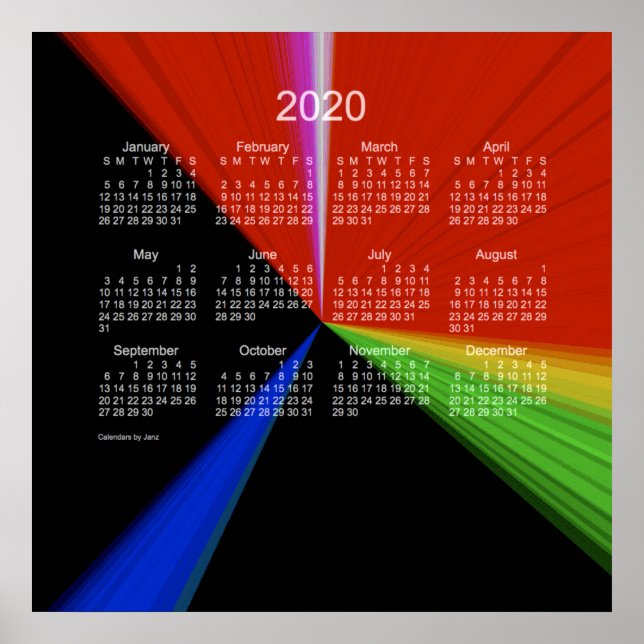 Poster 2020 Primary Point Wall Calendar by Janz Print (Devant)