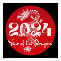 2024 année du dragon rouge blanc