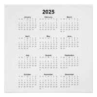 2025 Année Calendrier mensuel Carré Tous les objec