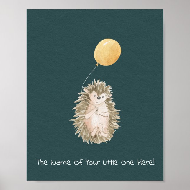 Poster (20,3 x 25,4 cm) - Hedgehog With Balloon (Devant)