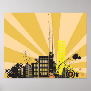 Poster 20x16 Abstrait Mur de ville jaune