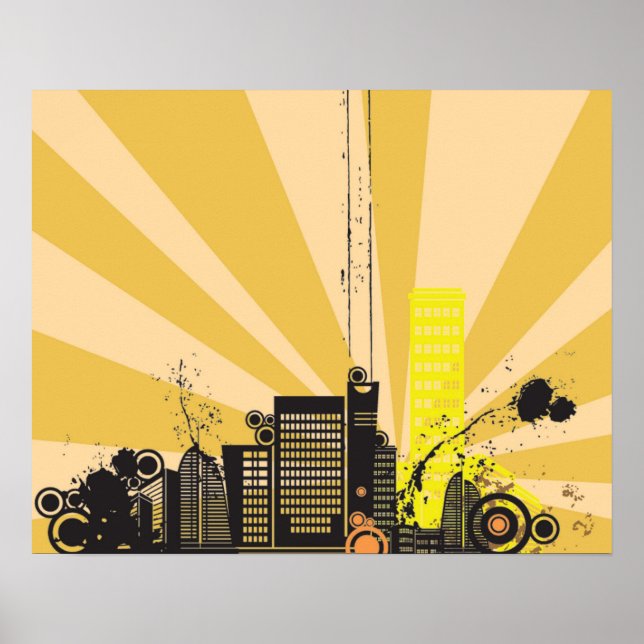 Poster 20x16 Abstrait Mur de ville jaune (Devant)