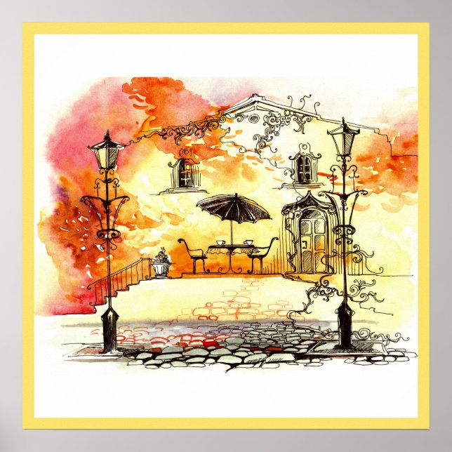Poster 20x20 Abstrait City Scene Wall Art (Devant)