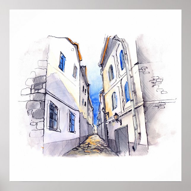 Poster 20x20 Abstrait City Scene Wall Art (Devant)