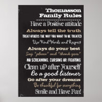 20x28 Chalk Règles de famille personnalisées Panne