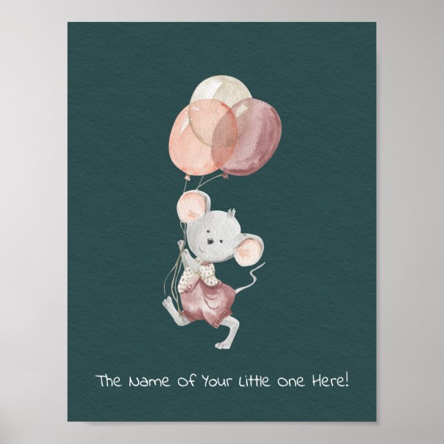 Poster (21,6 x 27,9 cm) - Little Mouse With Balloo (Devant)