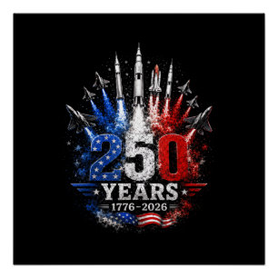 Poster 250 Ans 1776–2026 Célébration Patriotique du Ciel