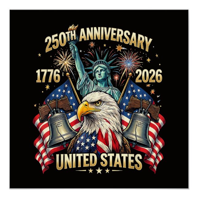Poster 250 Ans Anniversaire Américain 1776-2026 Drapeau U (Devant)