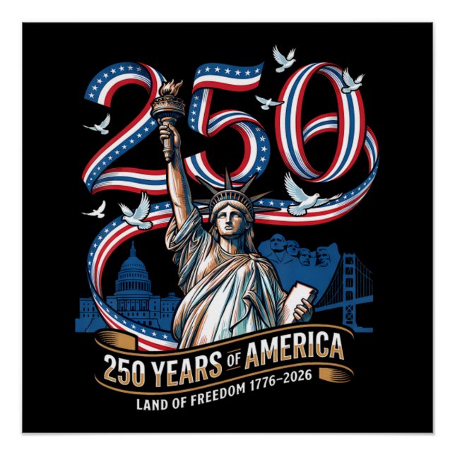 Poster 250 Ans Anniversaire Amérique 1776 2026 (Devant)