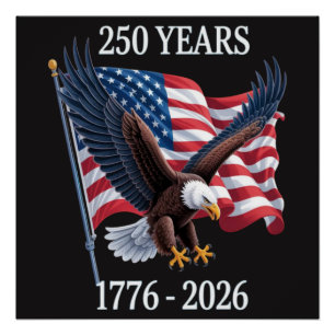 Poster 250 Ans Anniversaire Drapeau Américain Usa 1776-20