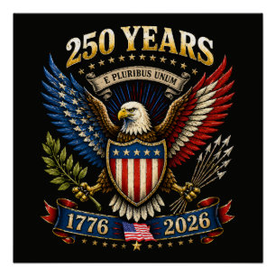 Poster 250 Ans d'Amérique 1776 2026 250e Anniversaire