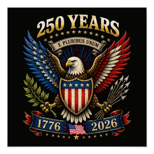Poster 250 Ans d'Amérique 1776 2026 250e Anniversaire  (Devant)