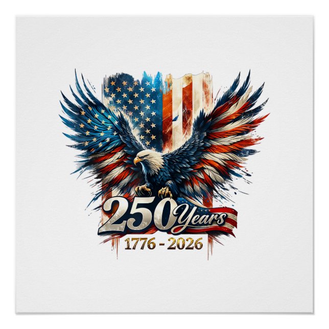 Poster 250 Ans d'Amérique Anniversaire 250e Indépendance  (Devant)