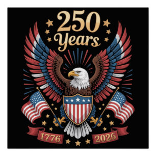Poster 250 Ans d'Anniversaire Américain