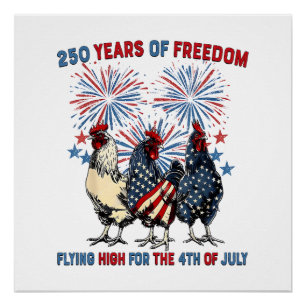 Poster 250 Ans Drôles de Poules Volant Haut Feux d'Artifi