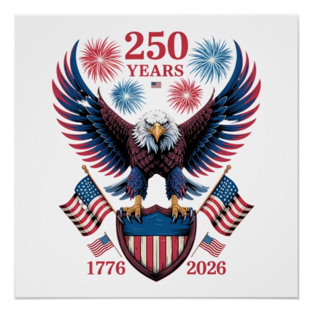 Poster 250e anniversaire 250 ans États-Unis 1776 (Devant)