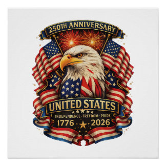 Poster 250e anniversaire de l'indépendance des États-Unis