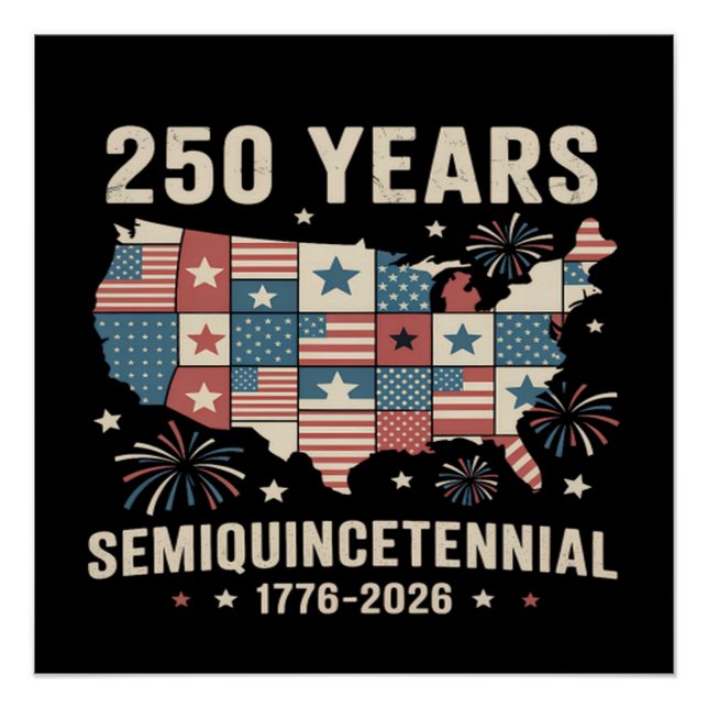Poster 250e anniversaire de l'indépendance des États-Unis (Devant)