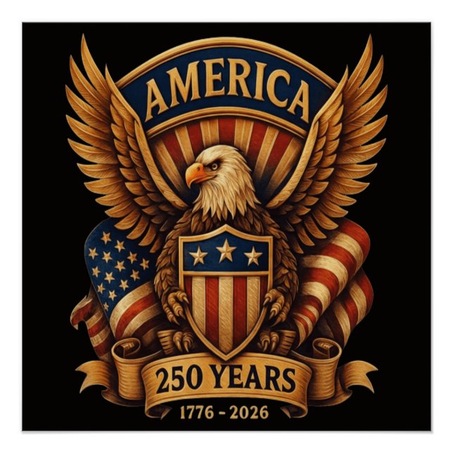 Poster 250e anniversaire des États-Unis 1776-2026 (Devant)