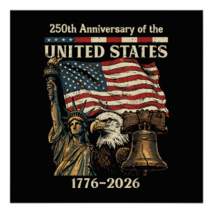 Poster 250e anniversaire des États-Unis 250 ans 4 juillet