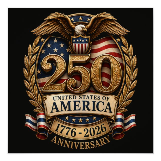 Poster 250e anniversaire des États-Unis d'Amérique (Devant)