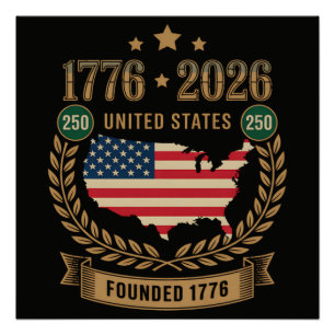 Poster 250e anniversaire États-Unis d'Amérique 250 USA