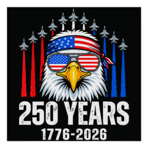 Poster 250e anniversaire USA aigle patriotique 250e