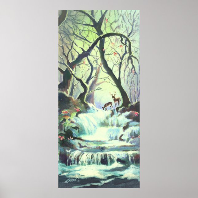 Poster 2 DEER & CREEK par SHARON SHARPE (Devant)