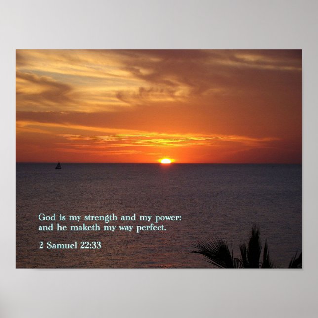 Poster 2 Samuel 22:33 Coucher de soleil (Devant)